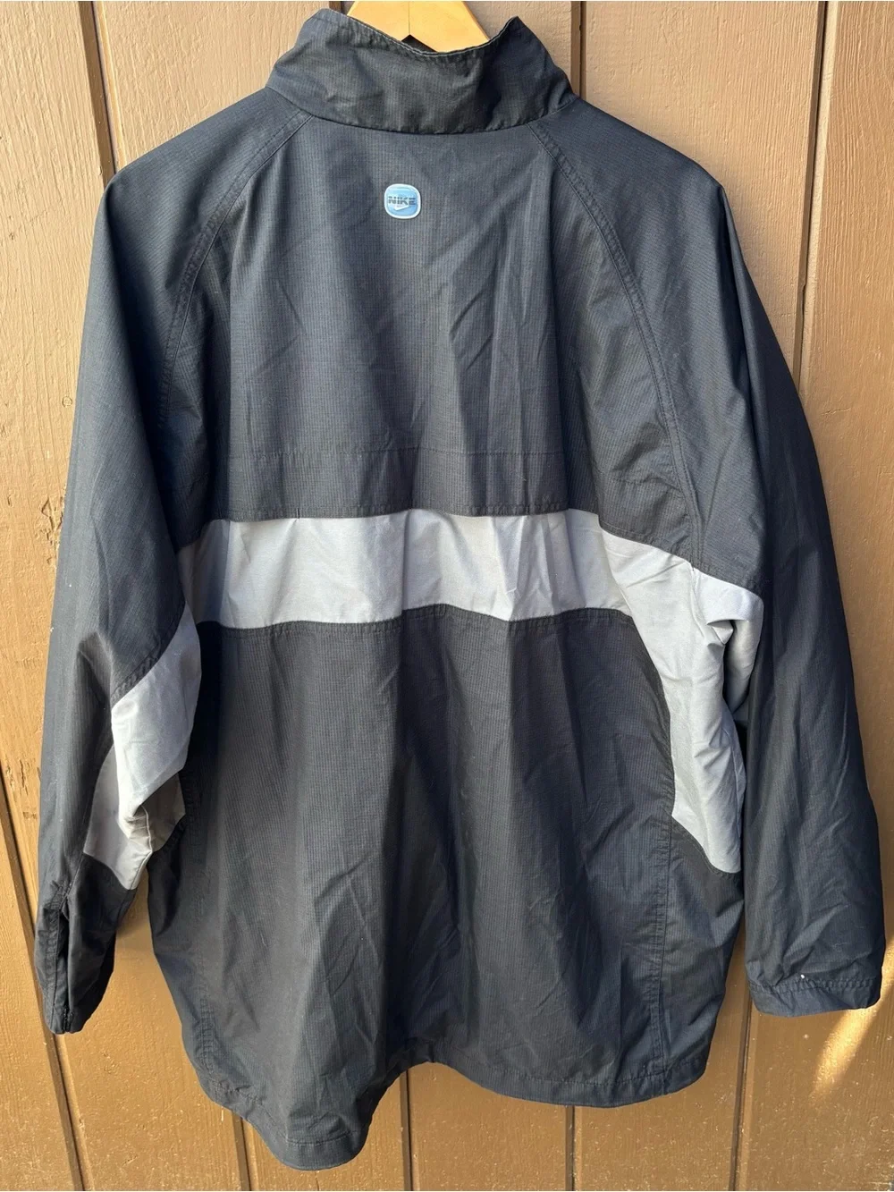 Vintage Nike Blue Black Windbreaker Unisex XL Jacket Embroidered